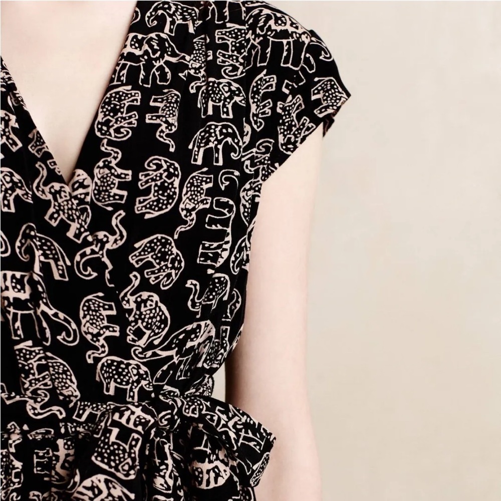 Anthropologie Maeve Noronha elephant printed mini dress animal print - Picture 3 of 10